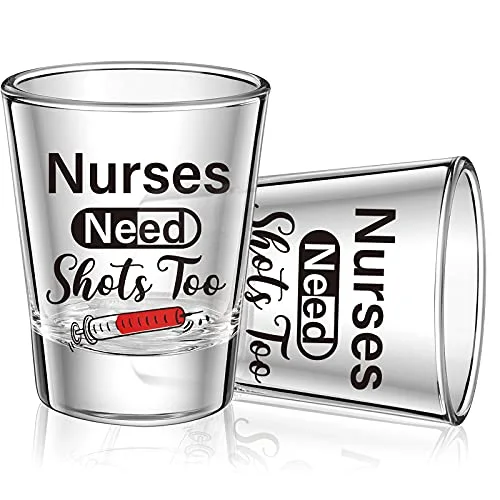 2 Pcs Nurse Shot Glasses 2.36 X 1.97 Inch Nurse Theme 2 Oz