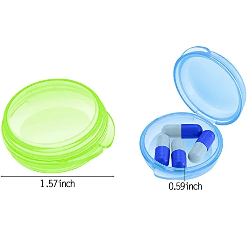 6 Packs Small Pill Box Organizer Pill Case, Blue, Green, Yellow view 2