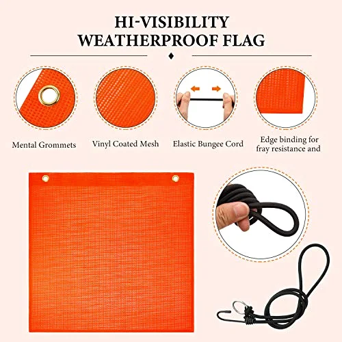 2 Pcs 18x18 Inch Safety Warning Flags Orange for Trailer Truck view 3