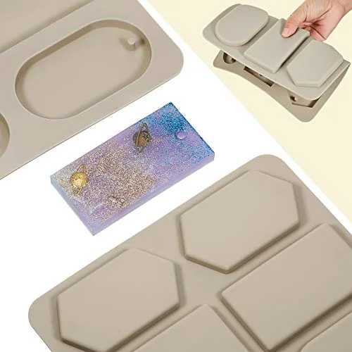 2 Pcs Silicone Wax Melt Molds Silicone Resin Keychain and Wax Sachets Epoxy Casting Jewelry Making Molds with Hanging Holes for DIY Jewelry Handicrafts Making view 4