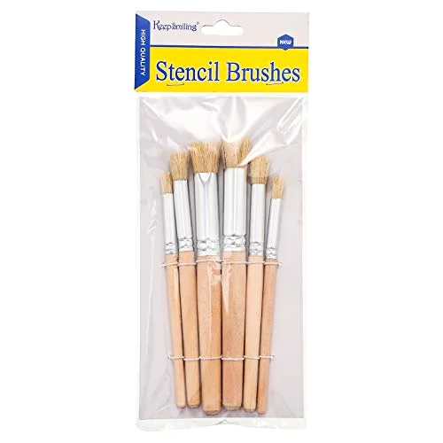 6 Pcs Wood Stencil Brushes Natural Bristle Dome Art Painting Brush