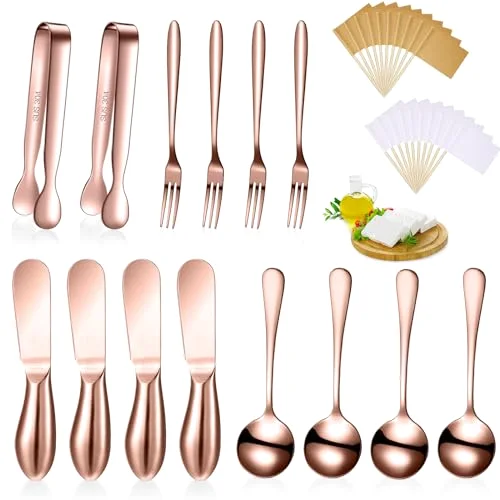 14 Pcs Cheese Spreaders Stainless Steel Charcuterie Set, Rose Gold