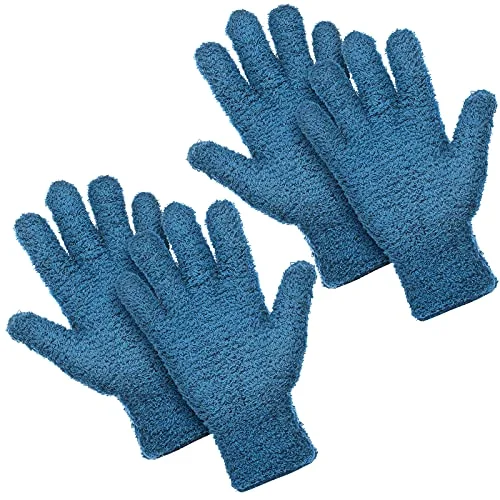 2 Pairs Microfiber Gloves for Plants,Blue,Large