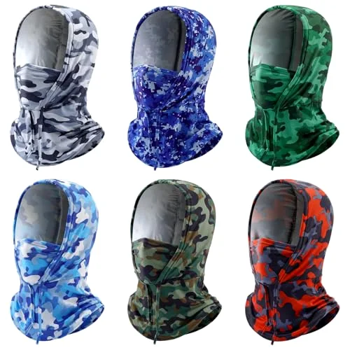 6 Pcs Summer Balaclava UV Face Mask Sun Protection Cooling Hood Full Head Face Cover for Women Men Cycling Fishing