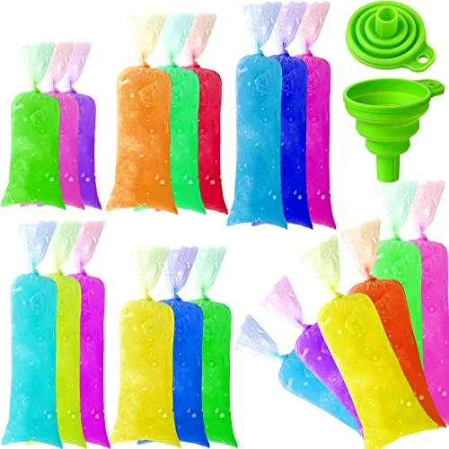 450 Pcs Ice Pop Bags Freeze Molds with Silicone Funnel 3 Sizes