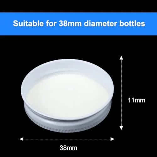 144 Pieces 38 mm White Growler Caps Lids, Tinplate Metal Screw Caps with White Filling Glue Fits for Most 1/2 and 1 Gallon Jugs view 2