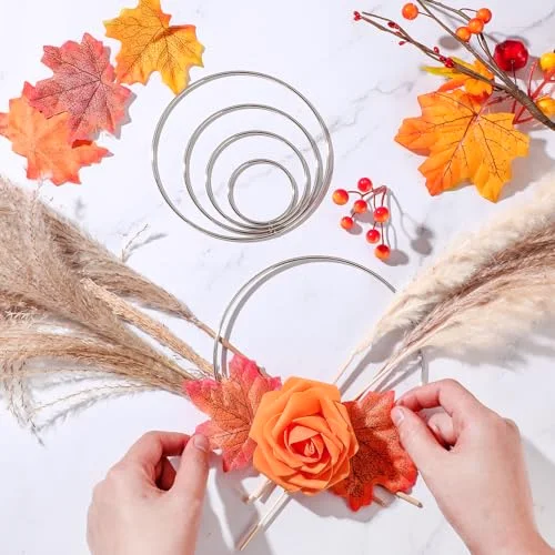 20 Pcs Metal Rings for Crafts Dream Catcher Rings, Macrame Hoops for DIY, 5 Sizes Metal Floral Hoop for Floral Macrame Wall Hanging Dream Catcher and Crafts view 3