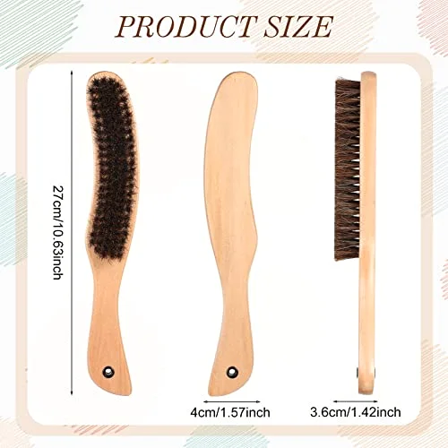 2 Pcs Horsehair Felt Hat Brush Kit,Hat Cleaning Wooden Color,Wood view 2