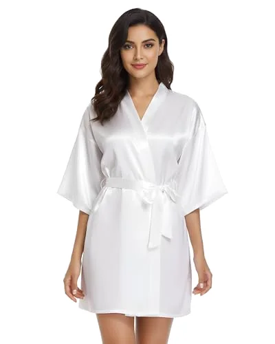 1 Pcs Bridesmaids Robes for Women Silk Satin Kimono Short Robe Bulk Bridal Party Wedding Sleepwear
