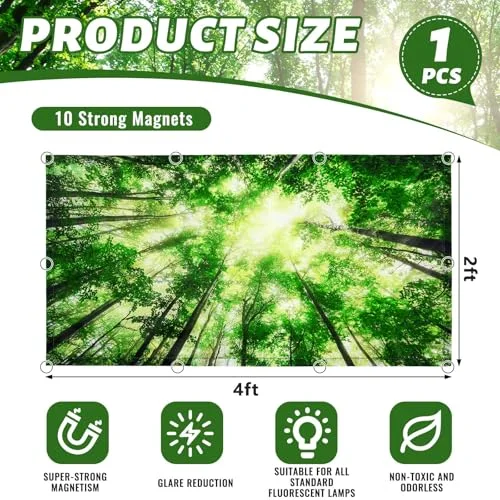 4x2 Feet Light Covers for Classroom, Magnetic,Forest view 2