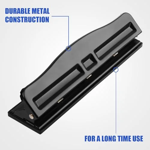 10 Pcs 3 Hole Punch 3 Ring Hole Puncher for Binder 10 Sheet Adjustable Paper Punch Metal Desktop Puncher for Office Home, Black view 3
