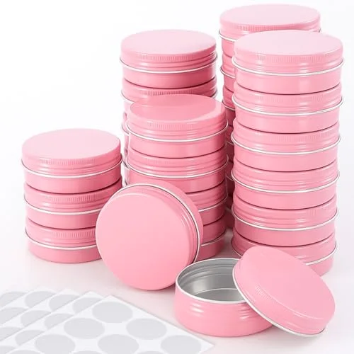 72 Pcs 2 oz Aluminum Tins Salve Containers with Screw Lid and Labels Round Cans Travel Cosmetic Metal Tins Jar for Candles Lotion Bars Balms Food Spice Candies DIY Crafts