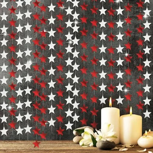 130 Feet Glitter Star Garland Banner 2026 Party Decoration Double Side Star Hanging String Streamer Paper Twinkle for Graduation Wedding Birthday
