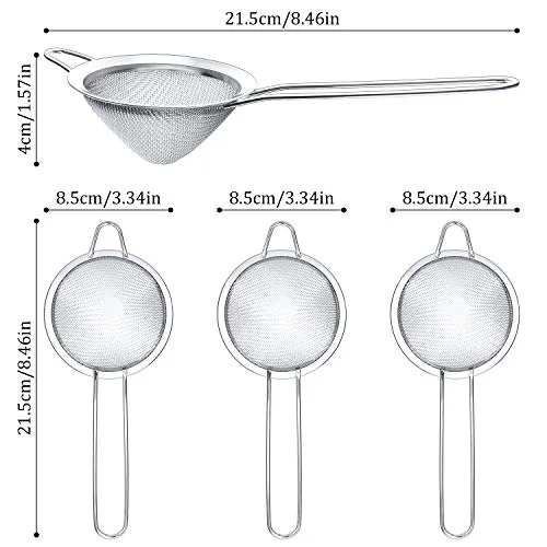 3 Pieces Cocktail Strainer Bar Strainer Fine Mesh Tea Strainer, 3.3 in view 3