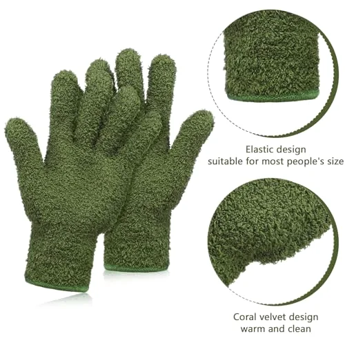2 Pairs Microfiber Gloves for plants Dusting Cleaning Glove Mittens House Cars Blinds Dusting view 3
