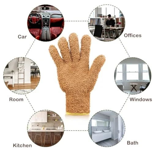 2 Pairs Microfiber Gloves for Plants,Dark Brown, Orange,Large view 4