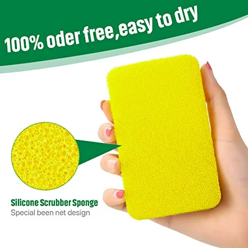 10 Pcs Silicone Sponge for Dishes, Kitchen Silicone Dish Scrubber view 2