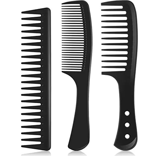 3 Pcs Wide Tooth Detangling Hair Comb Set, Carbon Fiber Anti Static