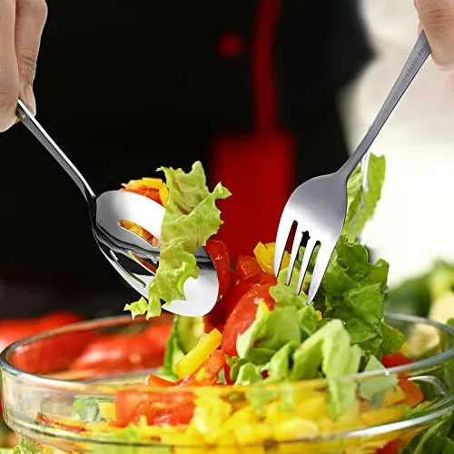 15 Pieces Silver Serving Utensil Set, Stainless Steel Buffet view 3