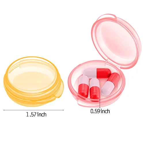 6 Packs Small Pill Box Organizer Pill Case, Purple, Orange, Red view 2