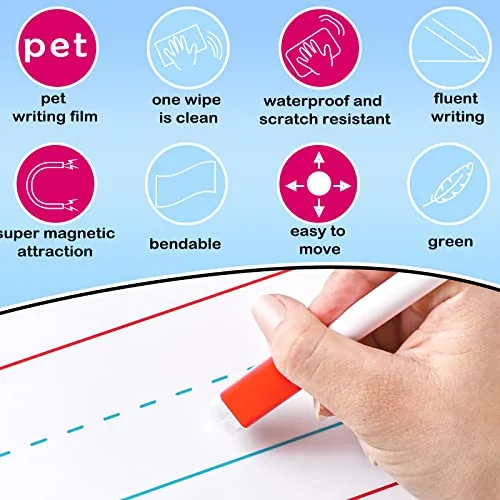 4 Pcs Back to School Jumbo Magnetic Notebook Paper Large Magnetic Handwriting Lined 22 x 17 Inch Dry Erase Sentence Strips for Whiteboard Accessories Dry Erase Notebook for Teacher view 4