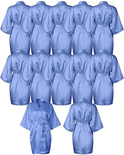 12 Pcs Kimono Robes for Women Silky Bride Bridesmaids Robe Lightweight Short Satin Robe for Wedding Bridal Birthday Party