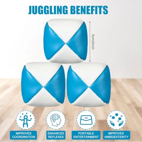 6 Pack Juggling Balls for Beginners, Soft Juggle,White Blue view 2