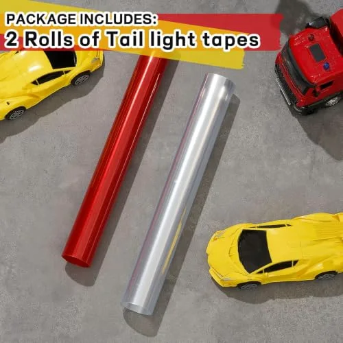 2 Rolls Tail Light Tape 3.94 Ft X 11.81 Inches, Red, Clear view 3