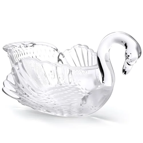 9.8'' x 5'' Crystal Swan Bowl Decorative Glass Centerpiece Bowl