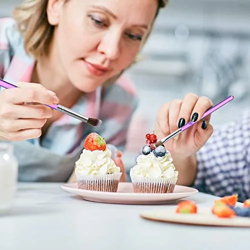 10 Pcs Food Safe Paint Brushes Fondant Tools Cake Painting,Purple view 2
