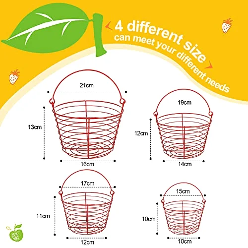 4 Pieces Egg Baskets for Collecting Fresh Eggs with Handle Chicken Wire Egg Basket Metal Storage Basket for Gathering Transporting Eggs Fruit Food Farmhouse Kitchen Decoration 4 Size view 2