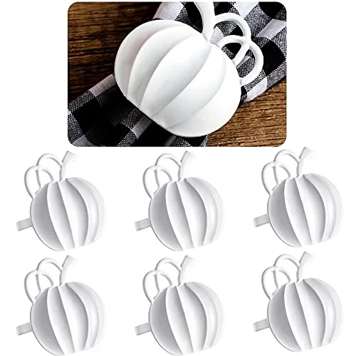 6 Pieces Fall Pumpkin Napkin Rings Thanksgiving, White