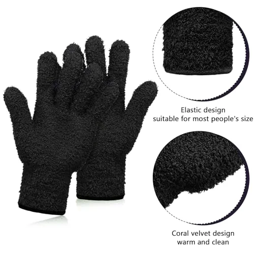 2 Pairs Microfiber Gloves for Plants,Black, Pink,Large view 4