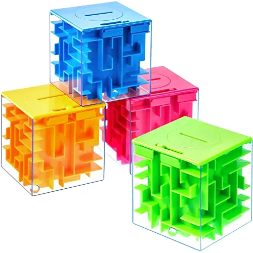 4 Pcs Christmas Money Puzzle Box for Cash Gift Money Maze Holder
