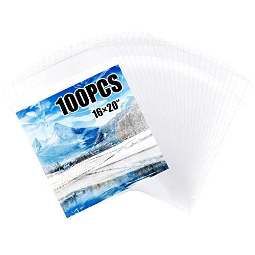 100 Pcs Acid Free Crystal Clear Sleeves Storage Bags for Art Poster