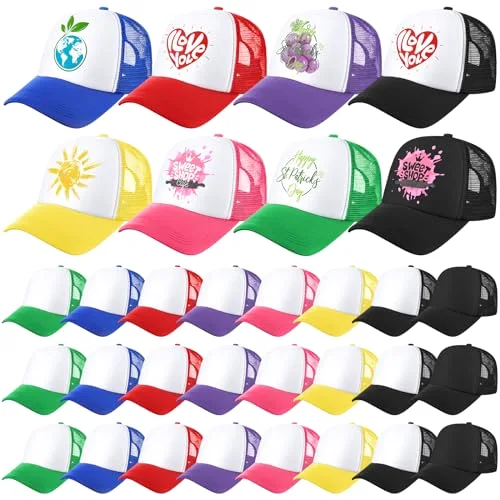 24 Pcs Trucker Hats Bulk DIY Gift, 8 Color, Adult