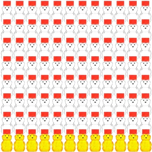96 Pcs 2 oz Plastic Honey Bear Bottle Bear Shape Clear Honey Containers Empty Honey Dispenser with Lid Honey Jars Honey Bear Cup for Storing and Dispensing Holiday Baby Shower Gifts