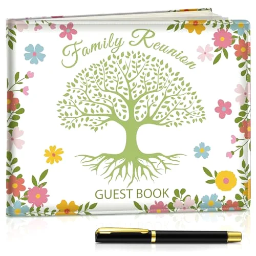 Family Reunion Party Favors Decorations Family Reunion Guest Book Sign in Tree Guest Book Gathering Decorations with Pen, 112 Pages