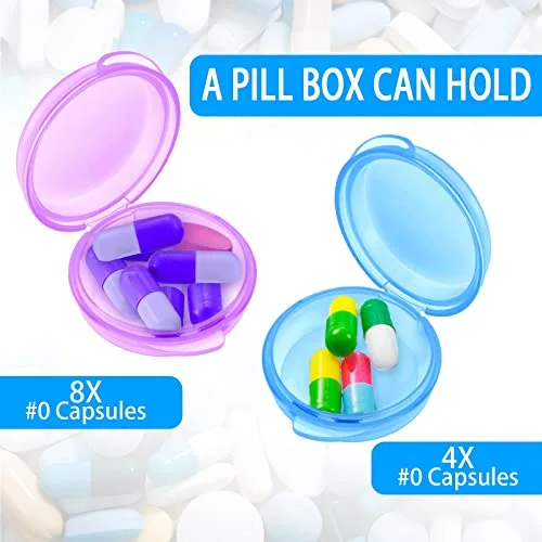 6 Packs Small Pill Box Organizer Pill Case, Black, Purple, Blue view 3