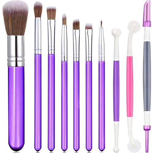 10 Pcs Food Safe Paint Brushes Fondant Tools Cake Painting,Purple