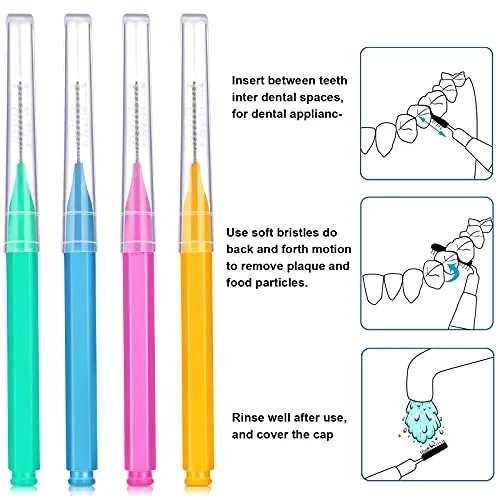 50 Pcs Interdental Brushes Braces,Green, Blue, Pink, Orange view 3