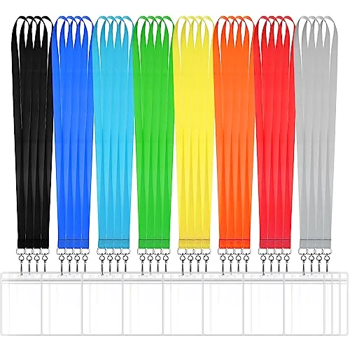 32 Pack Lanyards for Cruise Ship Cards & ID Badges - Colored, Solid Color, Durable Lanyards with Badge ID Holder for Carnival Sail