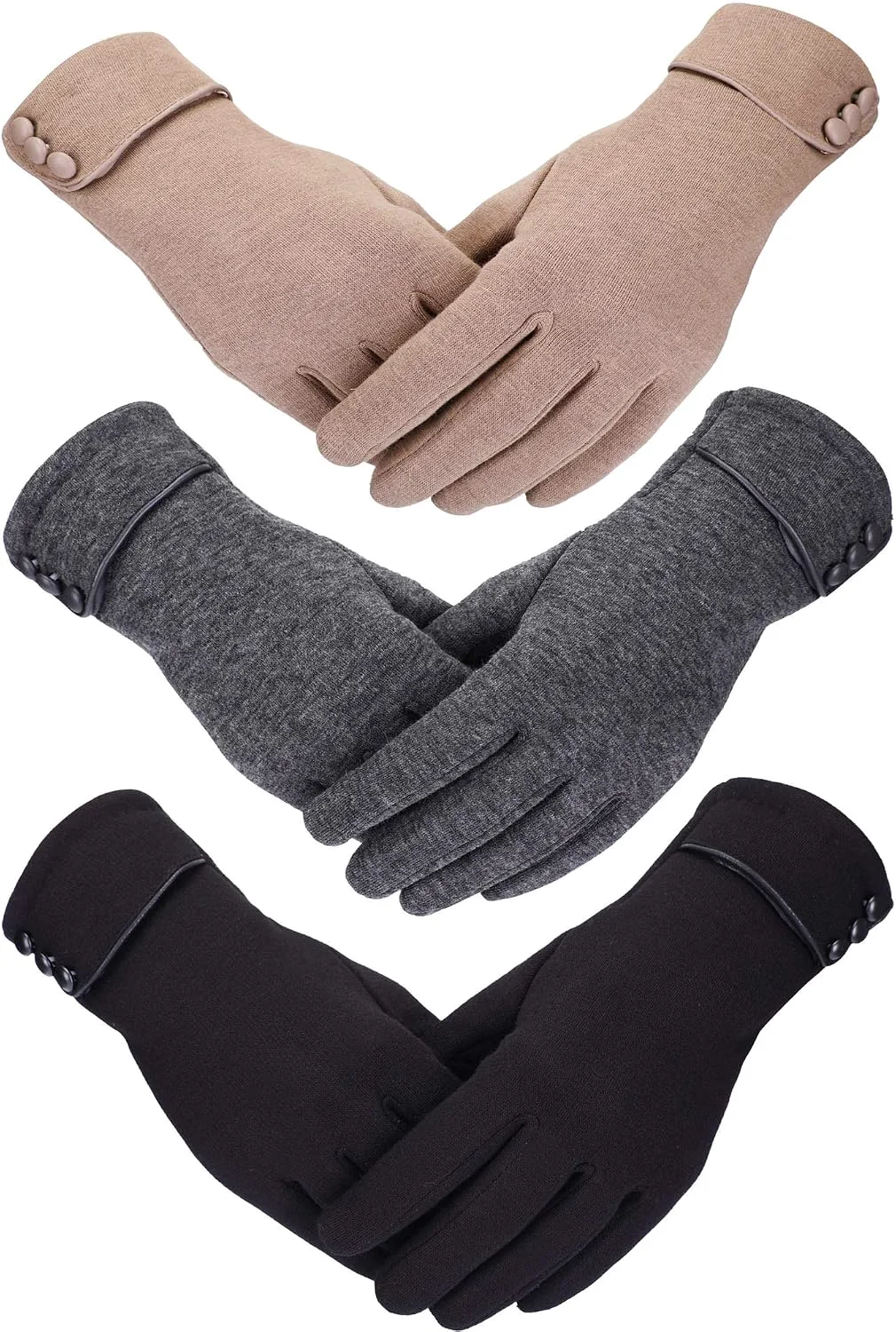 3 Pairs Womens Gloves Winter Touchscreen Texting Phone Windproof Gloves Warm Fleece Lined Cold Weather