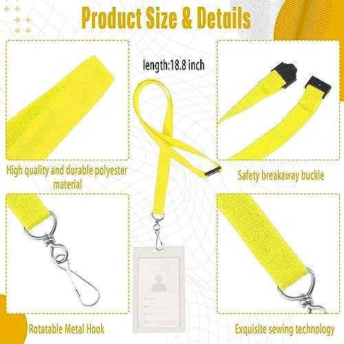 60 Pcs Breakaway Lanyards with J Hook Bulk Flat for ID Badges Neck Badge Lanyards Card Nametag Holder Neck Straps view 2