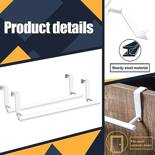 2 Pack Over Cabinet Towel Holder, Stainless Steel Towel Rack for Cabinet, 9 Inch for Home Kitchen Bathroom Doors view 3