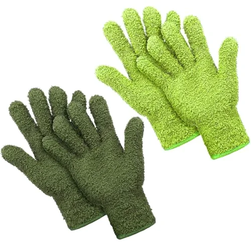 2 Pairs Microfiber Gloves for plants Dusting Cleaning Glove Mittens House Cars Blinds Dusting