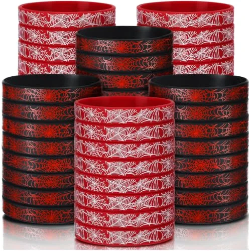 48 Pcs Spider Bracelets Silicone Wristbands for Party,Spiderweb