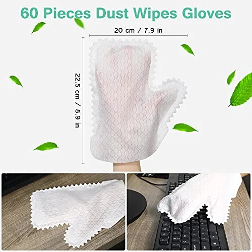 60 Pieces White Microfiber Dusting Gloves Artisan Dusting Mitt Microfiber Cloth Replaces Dust Wipes Feather Dusters for Locks in Dust Pet Hair Sensitive Cleaning Possible Dual-Sided Disposable view 2