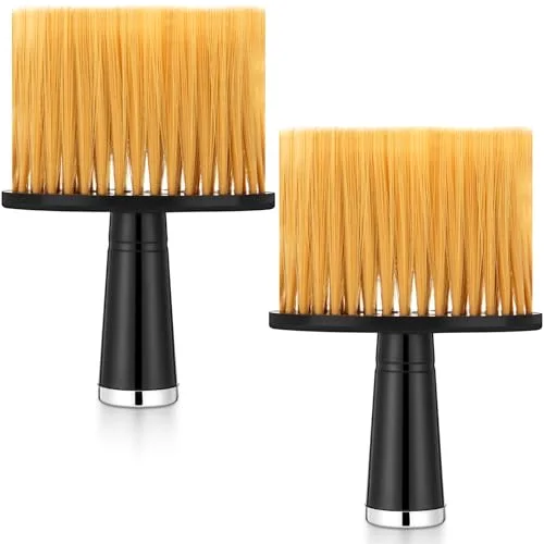 2 Pcs Neck Barber Duster Brush for Hair Cutting, Light Brown