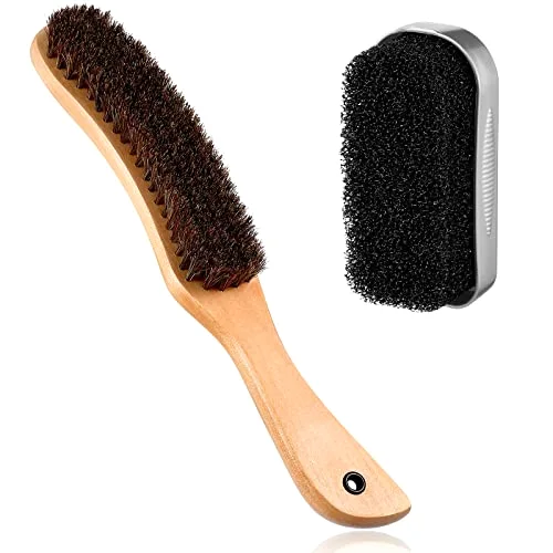 2 Pcs Horsehair Felt Hat Brush Kit,Hat Cleaning Wooden Color,Wood